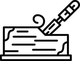 A black and white image of a knife and a piece of paper vector