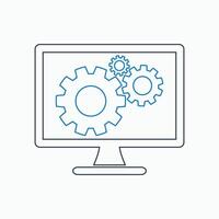A computer screen with gears on it vector