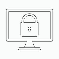 A computer monitor with a padlock on it vector