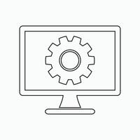 A computer monitor with a gear wheel on it vector
