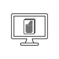 A computer monitor with a book on it vector