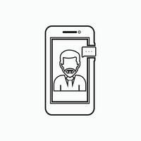 A man is on the phone with a message on the screen vector