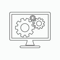A computer monitor with gears on it vector