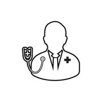 Doctor icon in outline style on white background vector