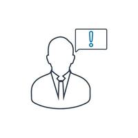 Man with speech bubble icon, line illustration, isolated on white background, illustration, line concept vector