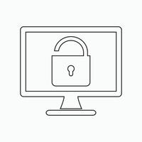 A computer monitor with a padlock on it vector