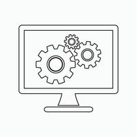 A computer monitor with gears on it vector