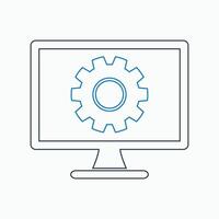 A computer monitor with a gear on it vector