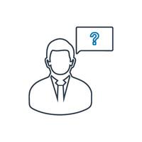 Question mark icon, line illustration, white background, isolated on white background, illustration vector