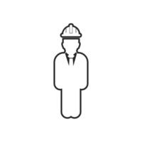 A man in a hard hat is shown in a line drawing vector