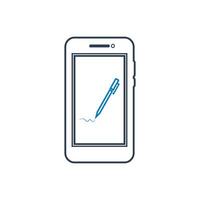 A smartphone with a pen on it vector