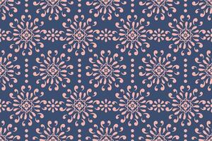 Pink Boho seamless pattern on blue background vector