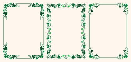 A set of ornamental frames with shamrock leaves vector