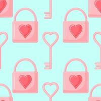 Seamless pattern from padlock, key with heart. background for Valentine day. vector