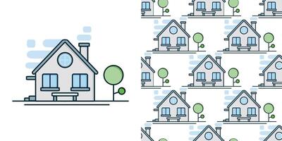 Line art style. House illustration background. home concept. background with lots of houses. illustration. This endless pattern Can be used for wallpaper, pattern fills, textile, web page background. vector