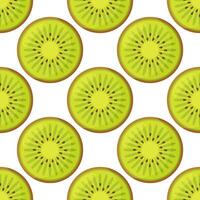 cute pattern with cartoon kiwi and kiwi slices on white background. can be used like pattern for kitchen textile, wrapping paper, greeting cards and party invitations. vector