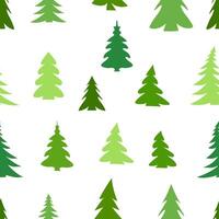 A seamless pattern featuring different green Christmas trees. The design is simple and vibrant against a white background. illustration vector
