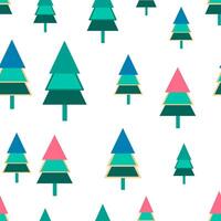 This image showcases a seamless pattern of stylized Christmas trees in various colors on a white background, representing a festive concept. illustration vector