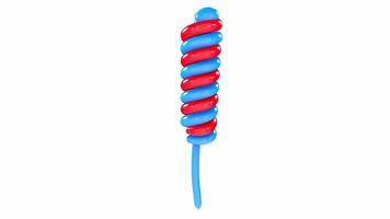 Colorful 3D rendering of a twisted ice pop on a blue stick video