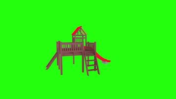 3D rendering of a children's playground structure with a slide video