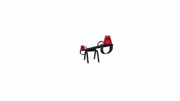 Minimalist 3D rendering of a red-accented seesaw video