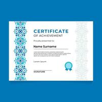 Oriental Geometric Certificate Design with Vertical Ornament vector