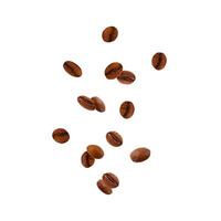Coffee beans falling isolated on a white background. Stock photo
