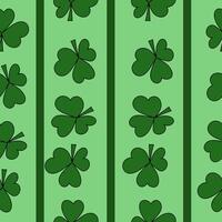 Seamless pattern of clover leaves and vertical dark green stripes on a light green background, a symbol of St. Patrick's Day and good luck vector