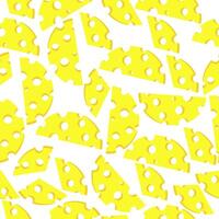 Hole cheese seamless pattern on white background, cheese pieces large and small for design vector