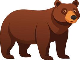 Cartoon brown bear with a friendly expression standing, illustrated in a simple style vector