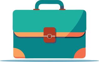 Colorful briefcase with orange and green colors, illustrated in a playful cartoon style vector
