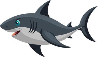 Illustration of a smiling shark swimming with a playful and friendly appearance vector