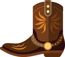 Cowboy boot with decorative patterns, illustrated in a classic western style vector