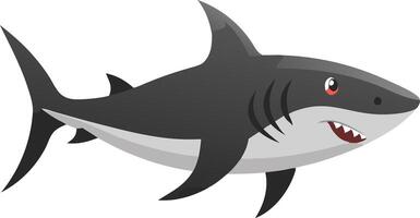 Cartoon shark with a serious expression and sharp teeth ready to attack vector