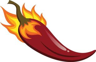 Flaming red chili pepper, dynamic illustration symbolizing spicy heat and flavor vector