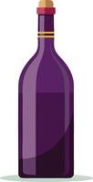 Purple wine bottle with a blank label, simple and minimalistic cartoon design vector