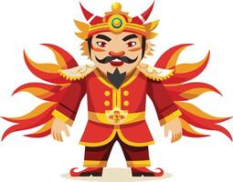 A fun and colorful illustration of a lion character in a traditional costume, representing strength, power, and creativity. vector