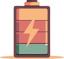 A colorful illustration of a battery icon showing a charge with a lightning bolt symbol, representing energy or power. vector