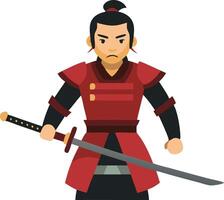 A illustration of a samurai warrior holding a sword, symbolizing honor, tradition, and Japanese culture. vector