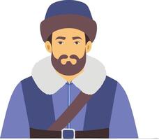 A illustration of a man in traditional explorer attire, symbolizing adventure, exploration, and historical discovery. vector