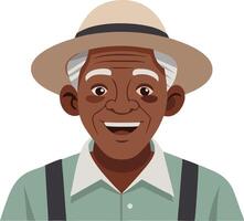 A illustration of an elderly man wearing a hat, symbolizing wisdom, experience, and aging gracefully. vector