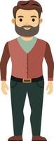 A illustration of a man with a beard, symbolizing modern masculinity and casual fashion. vector