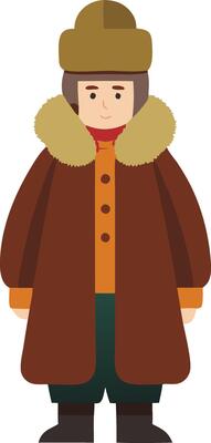 A illustration of a boy in a winter coat and hat, symbolizing cold weather fashion and warmth.