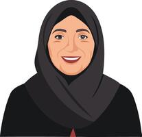 A illustration of a smiling woman wearing a hijab, symbolizing faith, culture, and modesty. vector