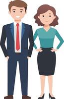 A illustration of a professional couple, symbolizing partnership, teamwork, and business collaboration. vector