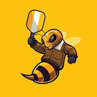 Bumblebee Holding a Pickleball Paddle vector