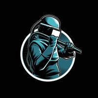 Mascot Design of a Sandblasting Worker vector