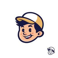 Vintage Style Cartoon Mascot Design of a Boy Wearing a Hat vector