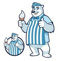 Polar Bear Mascot Design for Ice Cream Shop vector