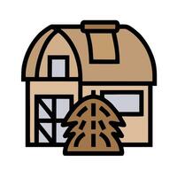 A farmhouse with a haystack and a tree vector